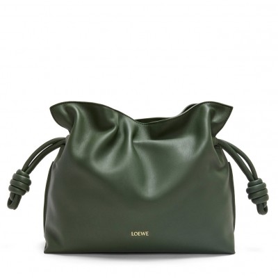 Loewe Flamenco Clutch Bag in Bottle Green Nappa Calfskin LDBS244328