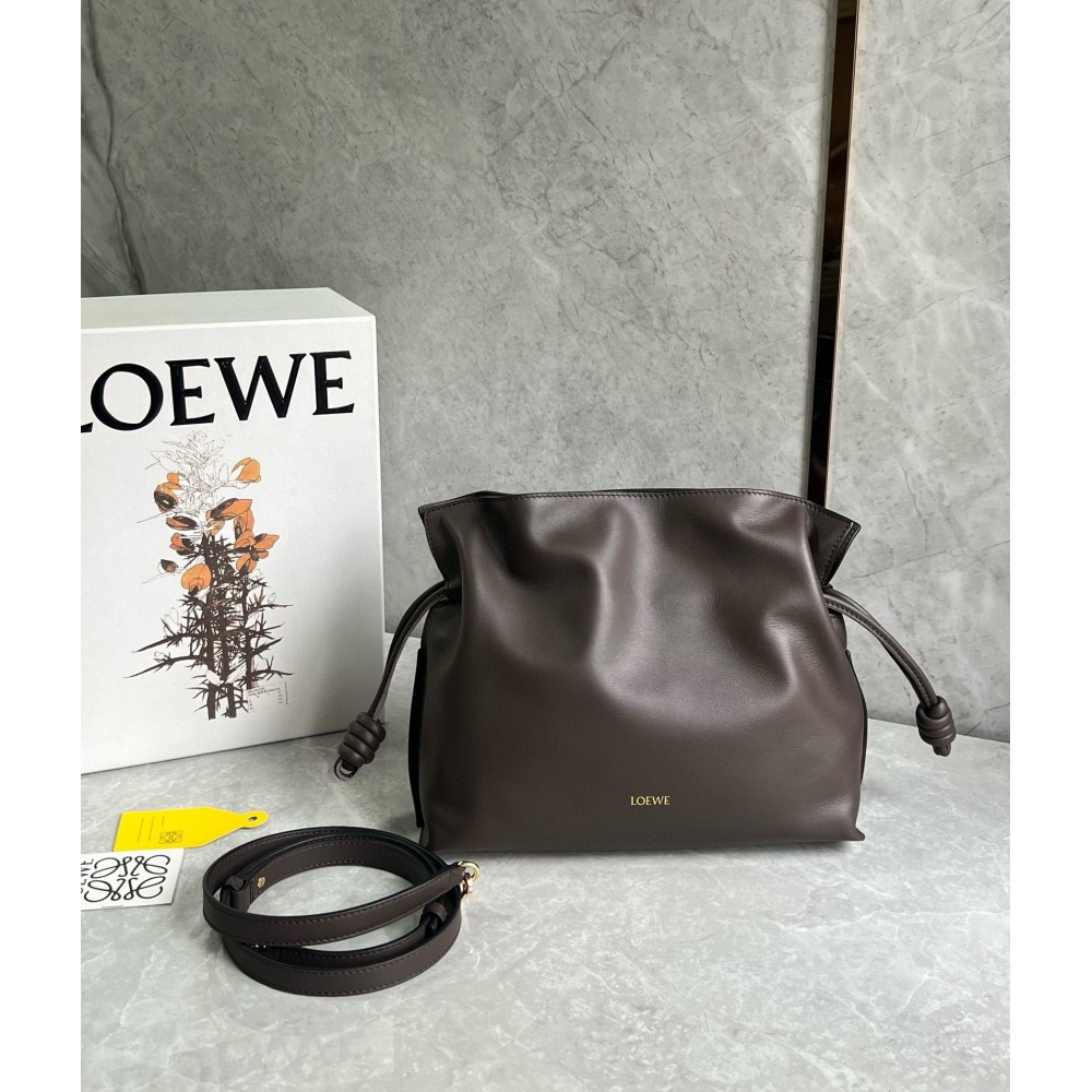 Loewe Flamenco Clutch Bag in Chocolate Nappa Calfskin LDBS244329