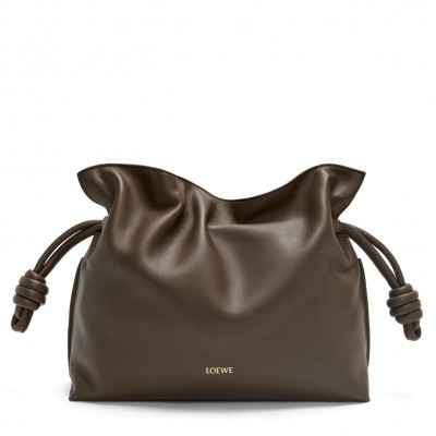 Loewe Flamenco Clutch Bag in Chocolate Nappa Calfskin LDBS244329