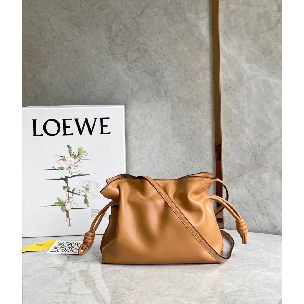 Loewe Flamenco Mini Clutch In Brown Nappa Leather LDBS244345