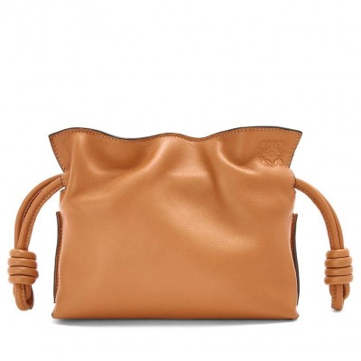 Loewe Flamenco Nano Clutch In Brown Nappa Leather LDBS244348