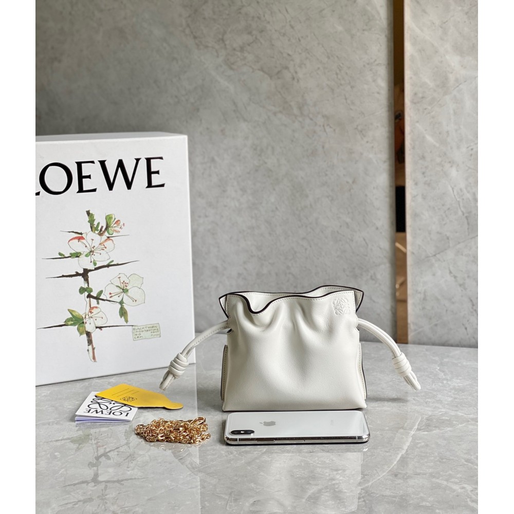 Loewe Flamenco Nano Clutch In White Nappa Leather LDBS244349