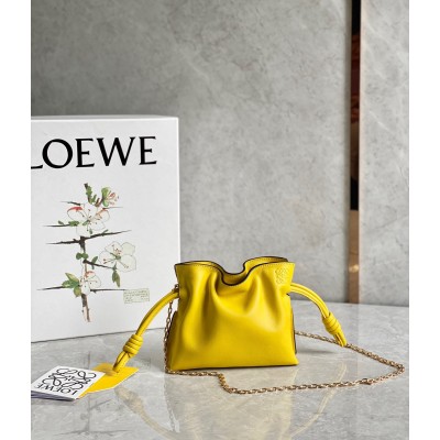 Loewe Flamenco Nano Clutch In Yellow Nappa Leather LDBS244350