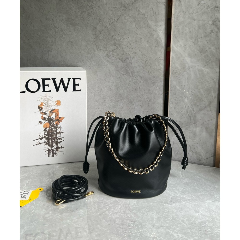 Loewe Flamenco Purse Bucket Bag in Black Nappa Lambskin LDBS244351