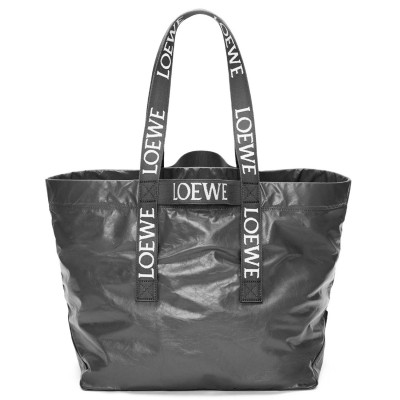 Loewe Fold Shopper Bag in Black Paper Calfskin LDBS244358