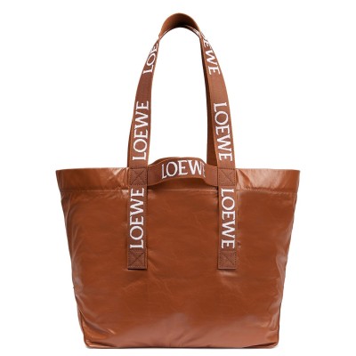 Loewe Fold Shopper Bag in Brown Paper Calfskin LDBS244359