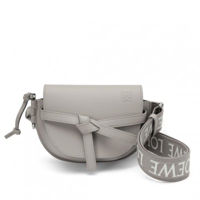 Loewe Gate Dual Mini Bag In Grey Calfskin LDBS244360