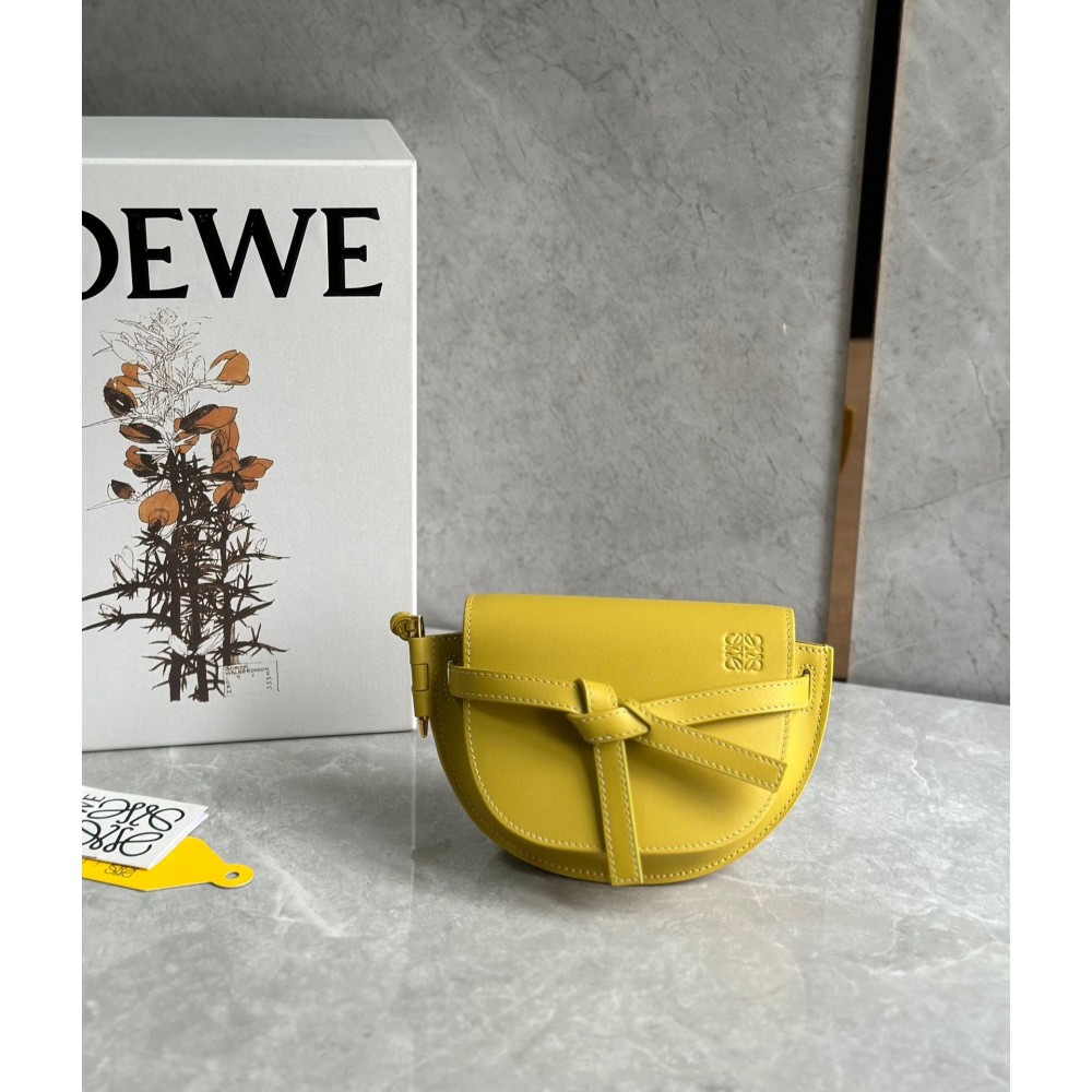 Loewe Gate Dual Mini Bag in Yellow Calfskin LDBS244363