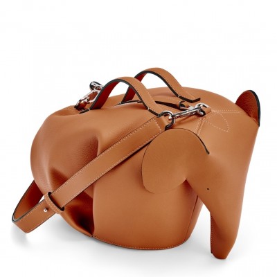 Loewe Large Elephant Bag in Brown Calfskin LDBS244372