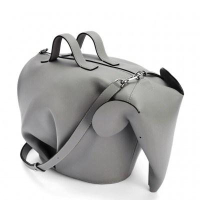 Loewe Large Elephant Bag in Grey Calfskin LDBS244373