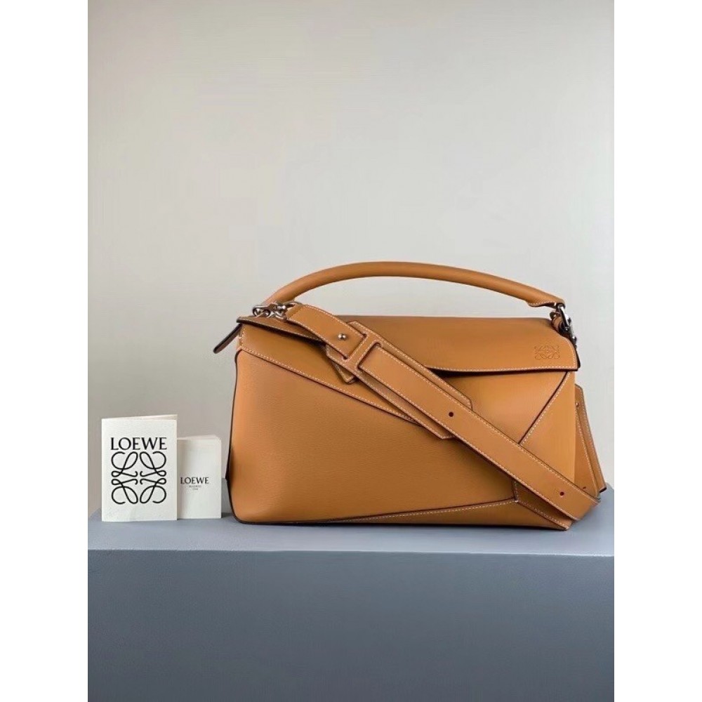 Loewe Large Puzzle Bag In Tan Calfskin LDBS244378