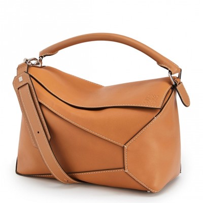 Loewe Large Puzzle Bag In Tan Calfskin LDBS244378