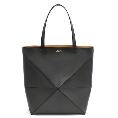 Loewe Large Puzzle Fold Tote Bag in Black Calfskin LDBS244379