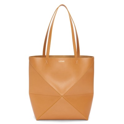 Loewe Large Puzzle Fold Tote Bag in Tan Calfskin LDBS244382