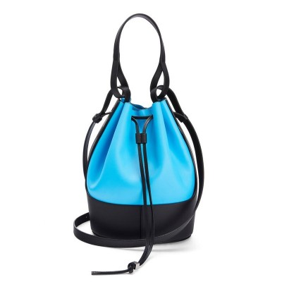 Loewe Medium Balloon Bucket Bag In Blue/Black Calfskin LDBS244386