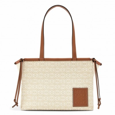 Loewe Medium Cushion Tote In Beige Anagram Jacquard LDBS244394