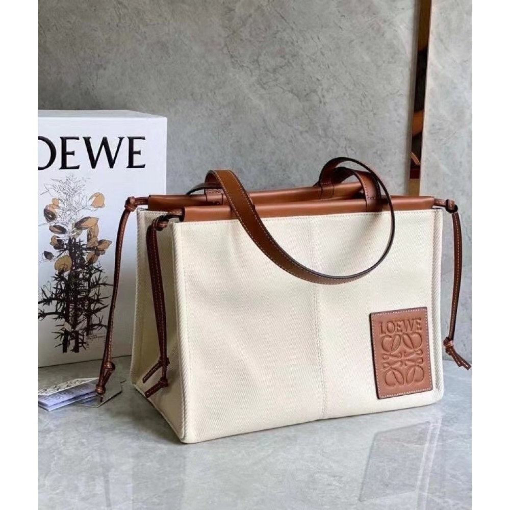 Loewe Medium Cushion Tote In Canvas and Calfskin LDBS244396