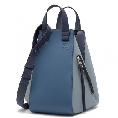 Loewe Medium Hammock Bag In Navy/Blue Calfskin LDBS244398