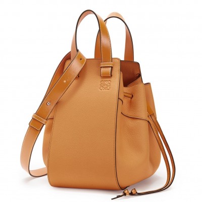 Loewe Medium Hammock Drawstring Bag In Tan Leather LDBS244407