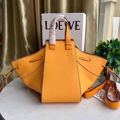 Loewe Medium Hammock Drawstring Bag In Yellow Leather LDBS244408