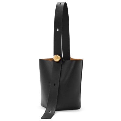 Loewe Medium Pebble Bucket Bag in Black Calfskin LDBS244409