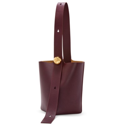 Loewe Medium Pebble Bucket Bag in Burgundy Calfskin LDBS244410