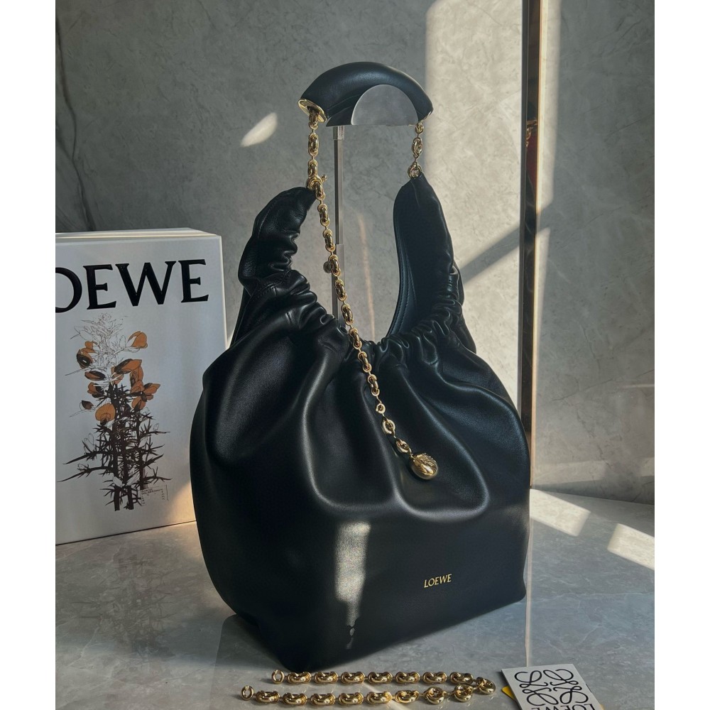 Loewe Medium Squeeze Bag in Black Nappa Lambskin LDBS244418