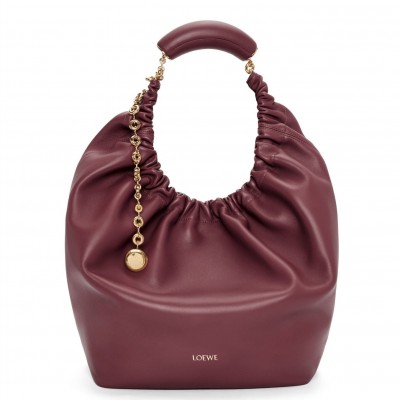 Loewe Medium Squeeze Bag in Bordeaux Nappa Lambskin LDBS244419