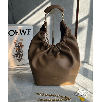 Loewe Medium Squeeze Bag in Brown Nappa Lambskin LDBS244420