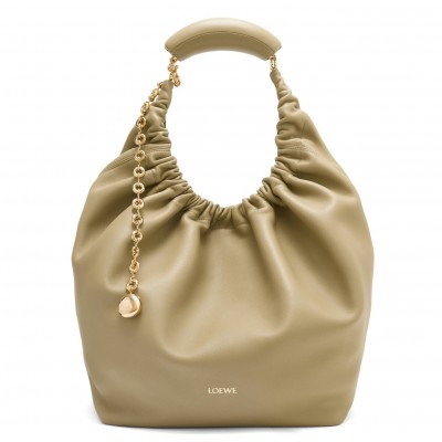 Loewe Medium Squeeze Bag in Clay Green Nappa Lambskin LDBS244421