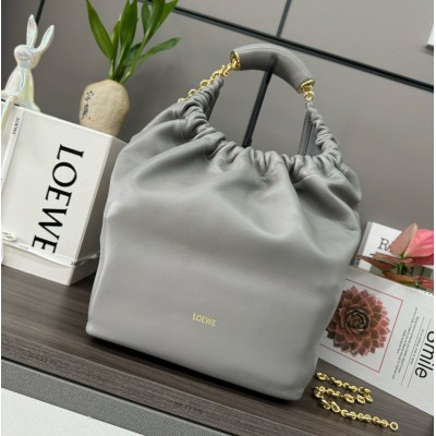 Loewe Medium Squeeze Bag in Grey Nappa Lambskin LDBS244422