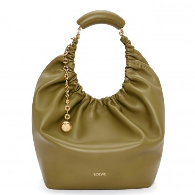 Loewe Medium Squeeze Bag in Olive Nappa Lambskin LDBS244423