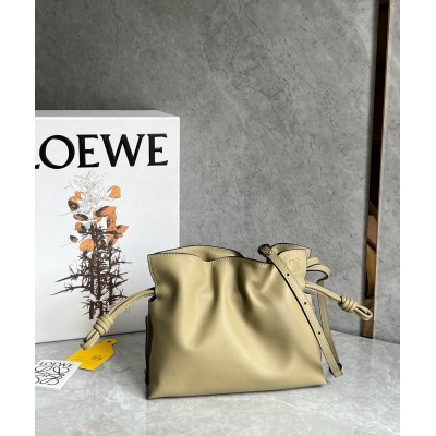 Loewe Mini Flamenco Clutch Bag In Clay Green Calfskin LDBS244429