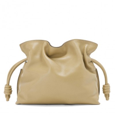 Loewe Mini Flamenco Clutch Bag In Clay Green Calfskin LDBS244429