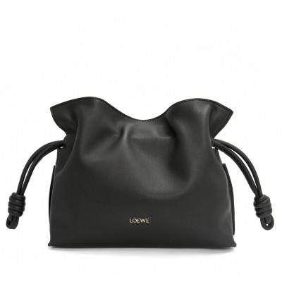 Loewe Mini Flamenco Clutch Bag in Black Nappa Calfskin LDBS244427