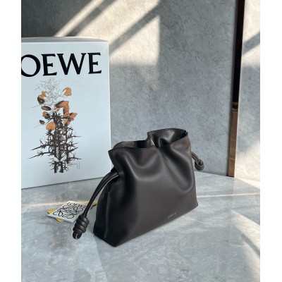 Loewe Mini Flamenco Clutch Bag in Chocolate Nappa Calfskin LDBS244428