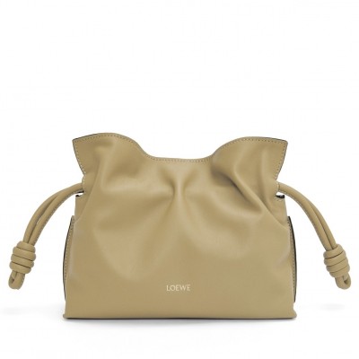 Loewe Mini Flamenco Clutch Bag in Clay Green Nappa Calfskin LDBS244430