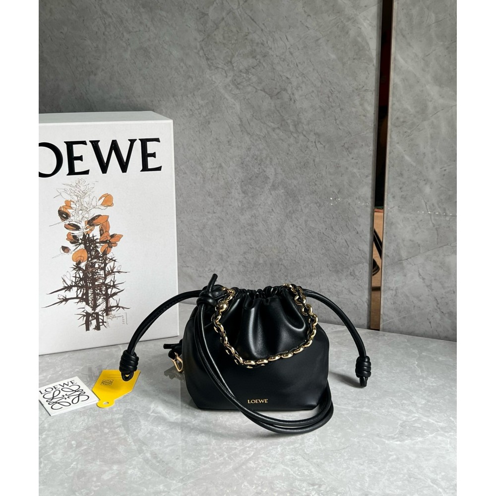 Loewe Mini Flamenco Purse Bag in Black Nappa Lambskin LDBS244433