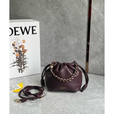 Loewe Mini Flamenco Purse Bag in Burgundy Nappa Lambskin LDBS244434