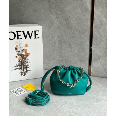 Loewe Mini Flamenco Purse Bag in Green Nappa Lambskin LDBS244435