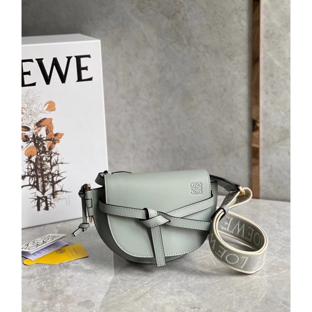 Loewe Mini Gate Dual Bag In Ash Grey Calfskin LDBS244438