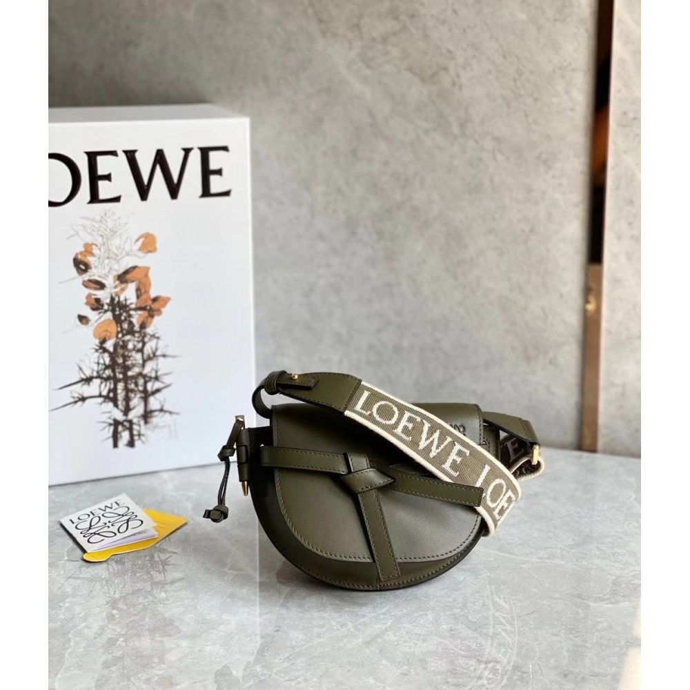 Loewe Mini Gate Dual Bag In Autumn Green Calfskin LDBS244439