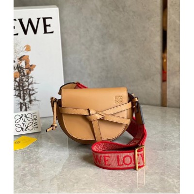 Loewe Mini Gate Dual Bag In Brown Calfskin LDBS244441