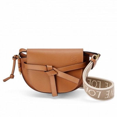 Loewe Mini Gate Dual Bag In Tan Calfskin LDBS244443