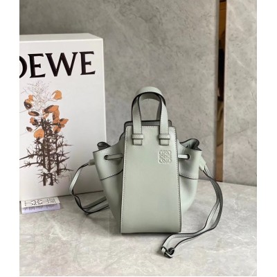 Loewe Mini Hammock Drawstring Bag In Ash Grey Calfskin LDBS244444