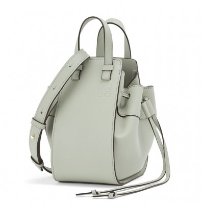 Loewe Mini Hammock Drawstring Bag In Ash Grey Calfskin LDBS244444