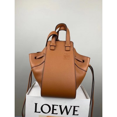 Loewe Mini Hammock Drawstring Bag In Brown Calfskin LDBS244446