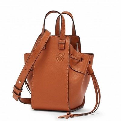 Loewe Mini Hammock Drawstring Bag In Brown Calfskin LDBS244446