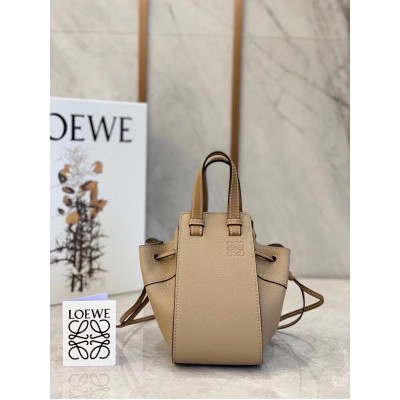 Loewe Mini Hammock Drawstring Bag In Sand Leather LDBS244449