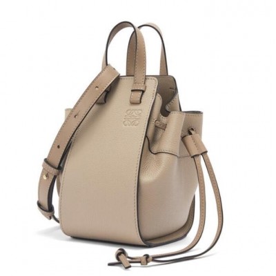 Loewe Mini Hammock Drawstring Bag In Sand Leather LDBS244449